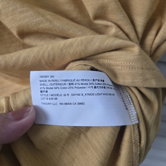 Theory Women's V-neck Shirt Plain Mustard Yellow Size M #211 - Picture 5 of 5